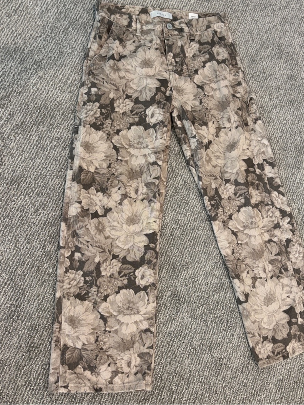 PacSun Brown and Cream Floral Straight-Leg Jeans